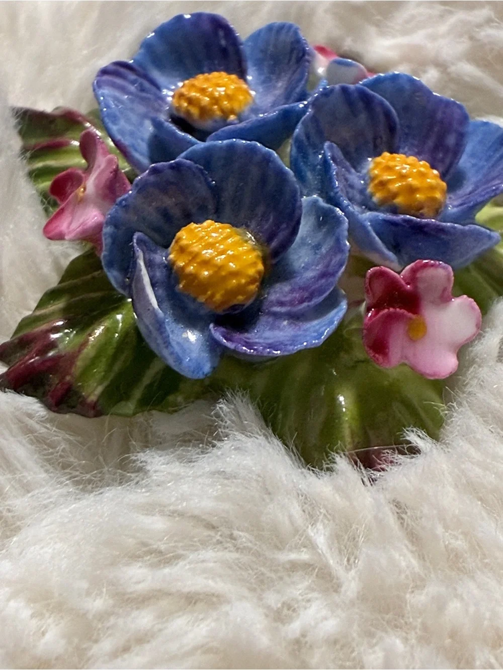 Vintage Aynsley Flower Brooch Pin English Purple and Pink English Collectible